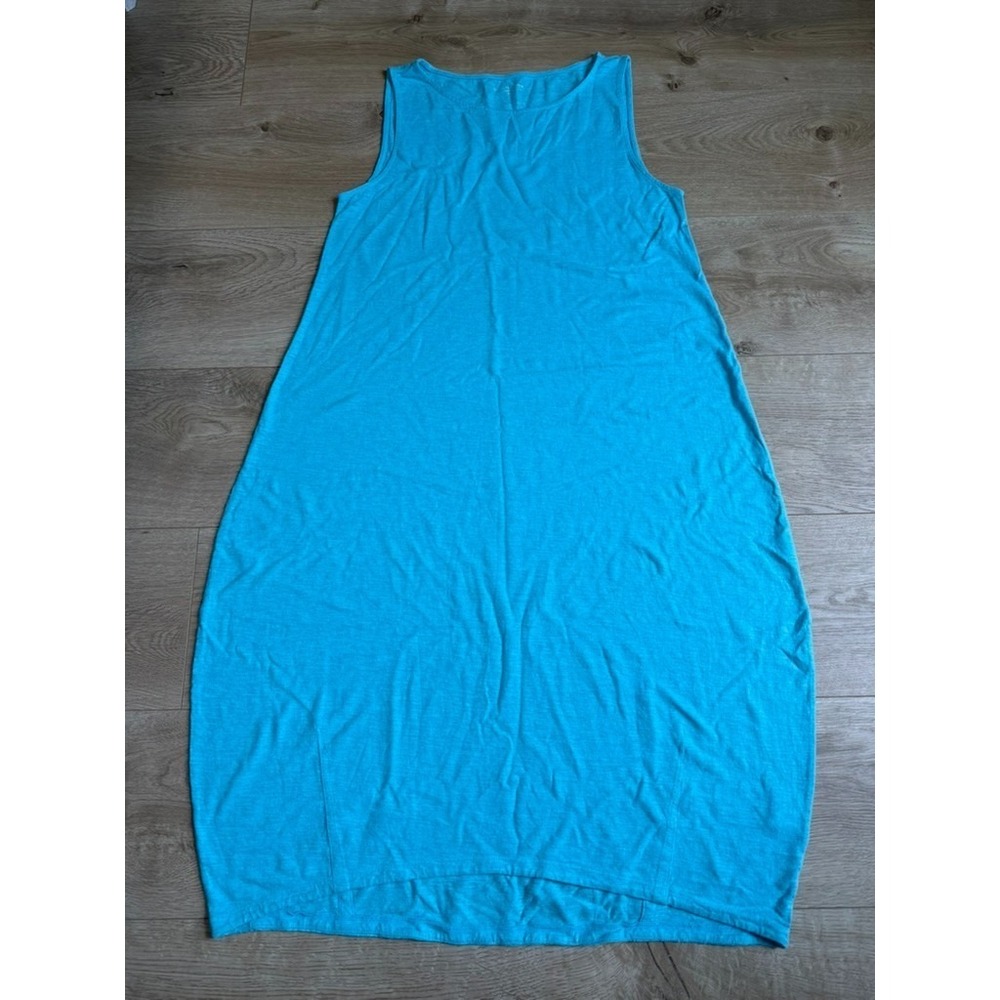 EUC Eileen Fisher Organic Cotton Hemp high Neck Tank Dress bubble coastal sz XS